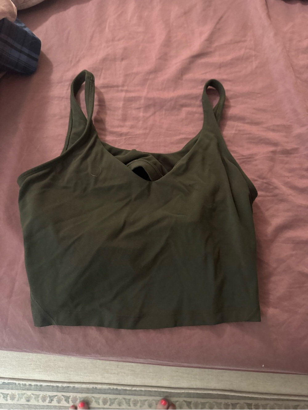 Lululemon Olive Green Cropped Tank Top